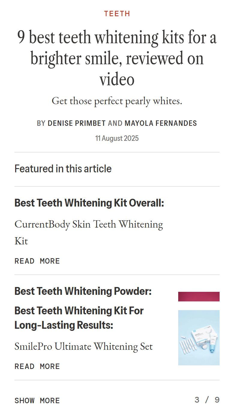 Glamour: 9 best teeth whitening kits for a brighter smile, reviewed on video